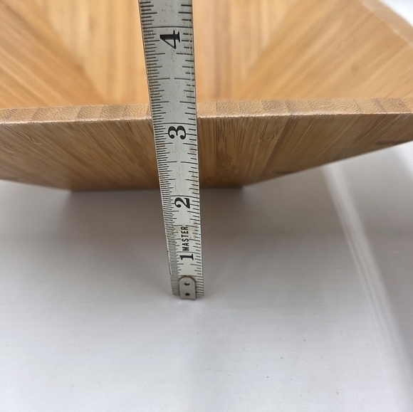 Vtg 90s Pampered Chef Bamboo Wood Retro 3x9, 4x11 Tapered Square Bowls - Picture 9 of 10